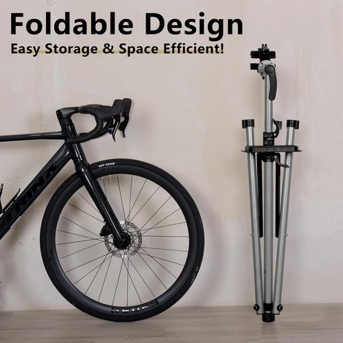 Urban Deco Metal Bike Repair Stand, 50 KG Capacity, Adjustable Height, 360° Swivel Clamp, Tool Tray Included ( Silver )