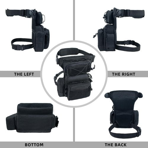 RooPoke Drop Leg Bag For Men Women Military Tactical Leg Pouch Motorcycle Scratch-resistant Tool Work Thigh Pouch Outdoor Activities Molle Pack For Metal Detecting Fishing Leg Bags