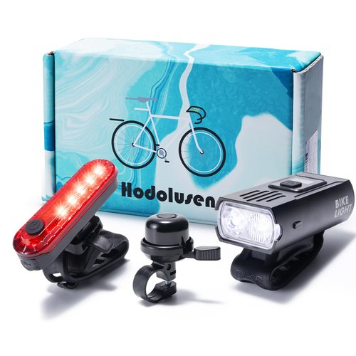 Bike Light Set & Bike Bell, LED Bike Lights,Bike Headlight with Digital Led Screen,Rechargeable Bike Light, Safety Bicycle Lights Front and Back, 6+4 Modes Bicycle Light, Bike Lights for Night Riding