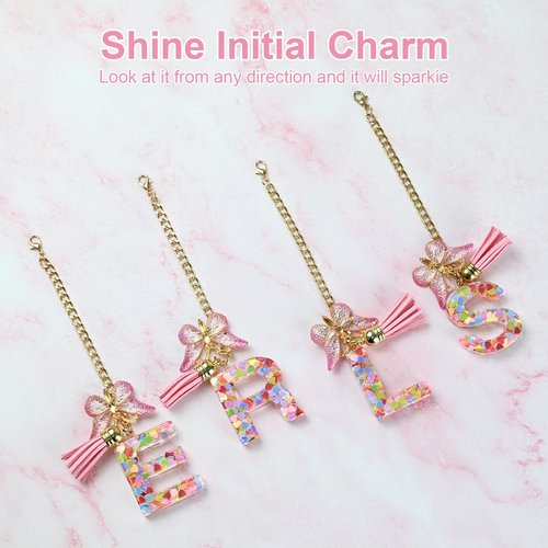 BALLMENT Letter Charm Keychain for Stanley Cup Accessories, Pink Custom Initial A Keychain for Stanley Tumbler 20oz/30oz/40oz, Cute Monogram Bag Charm Gift for Women Girls