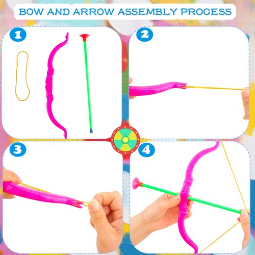 Restroma 40 Pack Kids Bow and Arrow Set Plastic Archery Shooter Toy Mini Play Bow and Arrow for Child Boys Girls Fun Sport Game Birthday Gifts, 4 Random Colors