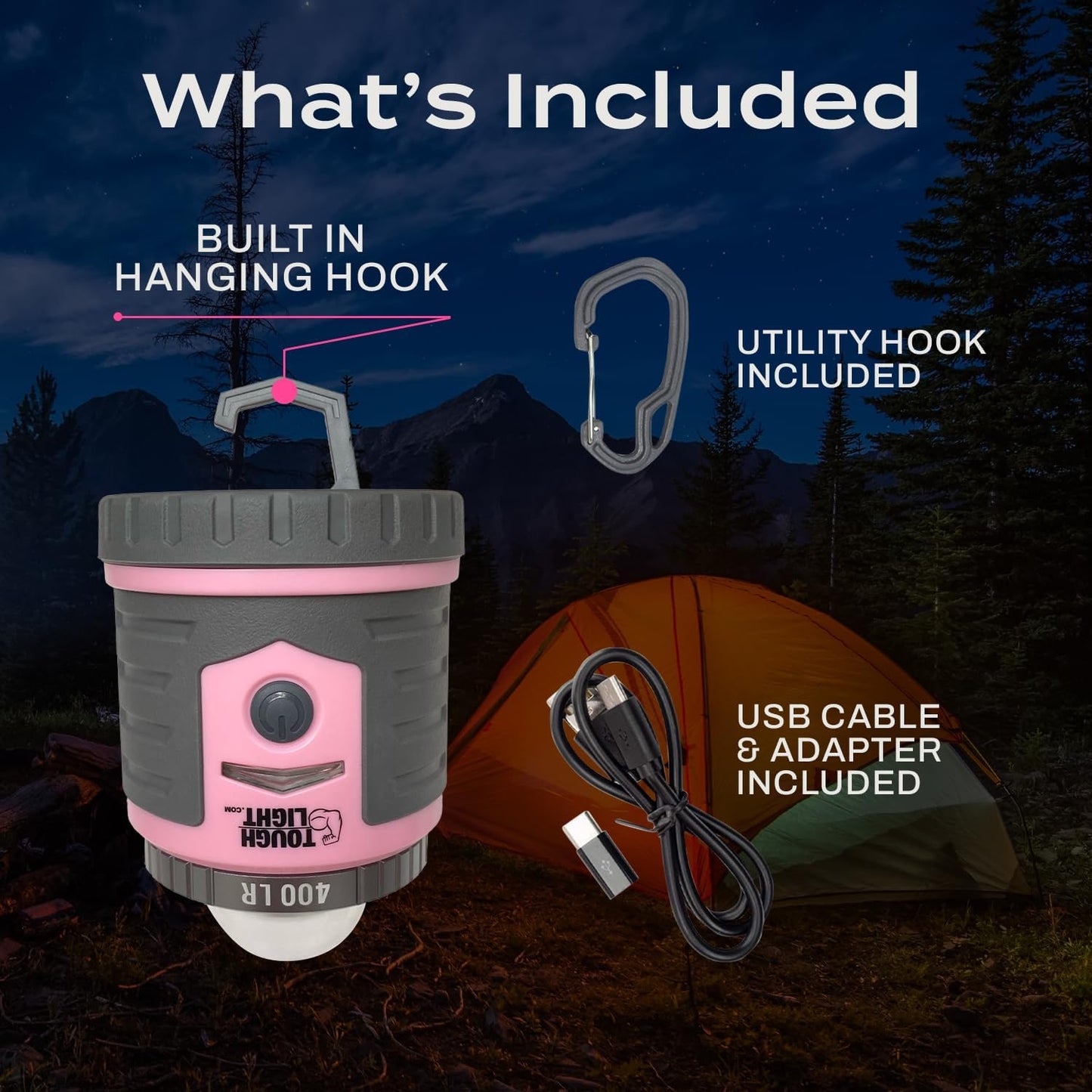 USB Rechargeable Camping Lantern, 400 Lumens LED Lantern, Hanging Tent Lamp, 6000mAh Power Bank, 200 Hour, 6 Modes, for Outdoors & Emergency