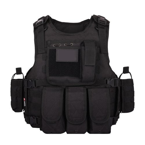 PIKEON Tactical Airsoft Vest Outdoors CS Game Vest Adjustable Adult Suitable for Train (Black)