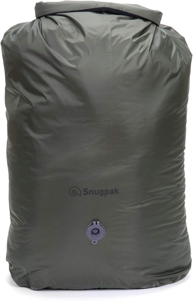 Snugpak Dri-Sak with Air Valve, Waterproof Storage Bag with Roll and Clip Seal, 20 Liter, Olive
