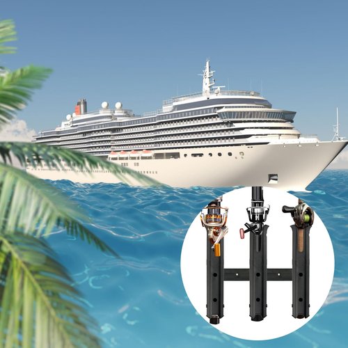 BigTron Wall Mounted Fishing Rod Holders, 4 Tubes Rod Holder Side-Mount Slotted Style Rod Rack Lightweight Duty 4 Pole Assembly Rests for Boat Kayak Garage Storage Truck RH12, Black