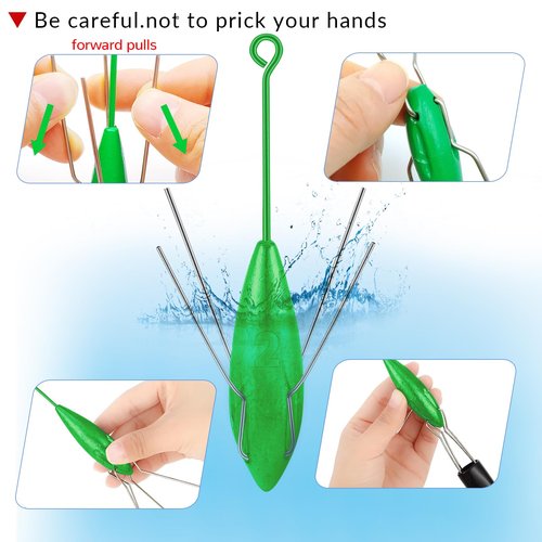 5 Pcs Sputnik Sinkers Surf Fishing Weight, Heavy-Duty Long Tail Fishing Weights Saltwater Surf Casting Sinkers,Fishing Weights Sinkers Spider Weights Surf Casting Sinkers（Green-2oz）