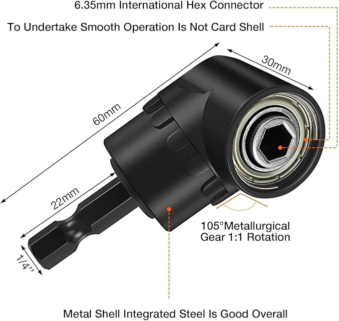 17pcs Flexible Drill Bit Extension, Include 3pcs Impact Socket Adapter 2pcs Hex Shank 105° Right Angle Drill Attachment 10 Short Screwdriver Bits Bendable Drill Bit Extension and 90° Angled Bits
