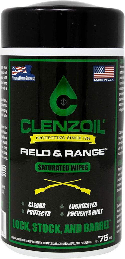 CLENZOIL Field & Range Single Wipe Multi-Pack - Individual CLP Cleaning Wipes - for Hunting Firearm Maintenance - Removes Dirt & Oils - No-Mess Gun Cleaner