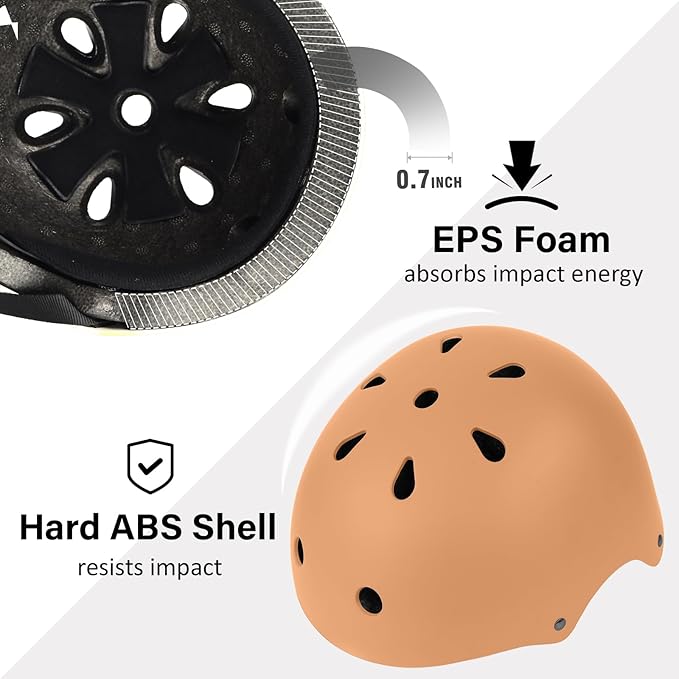 Skateboard Bike Helmet, Lightweight Adjustable, Multi-Sport for Bicycle Skate Scooter, 3 Sizes for Adult Youth & Kids