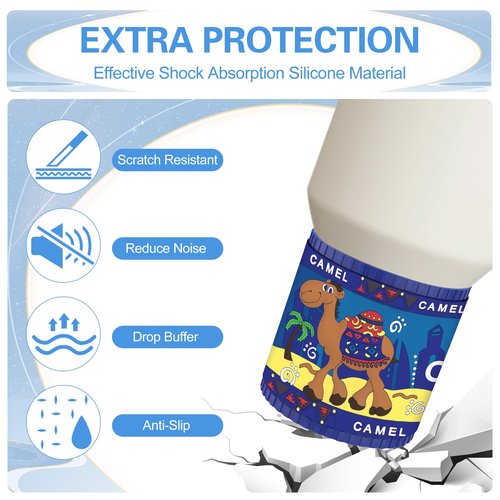 Silicone Boots for Stanley Quencher H2.0 40 30 OZ, 3D Cute Camel Patterns Protective Bottom Covers Sleeve, Protector for Stanley Cup Sports Water Bottle Bottom 2.85-2.9 Inches Cover Accessories