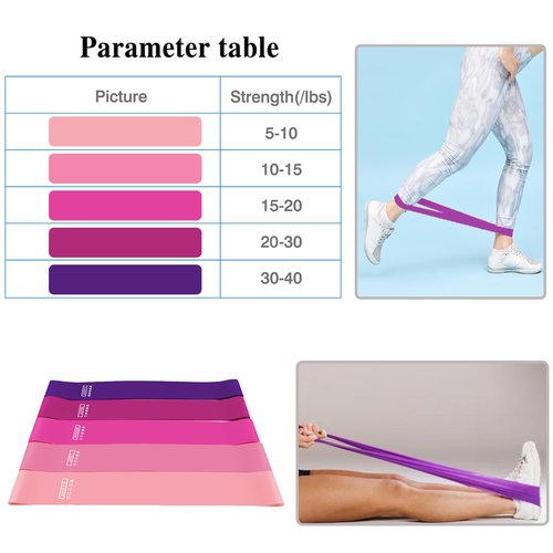 S SportEase Exercise Bands Resistance Bands Set, Physical Therapy Bands, Resistance Bands for Legs, Stretching Bands, Booty Bands for Working Out, with Carry Bag, Set of 5