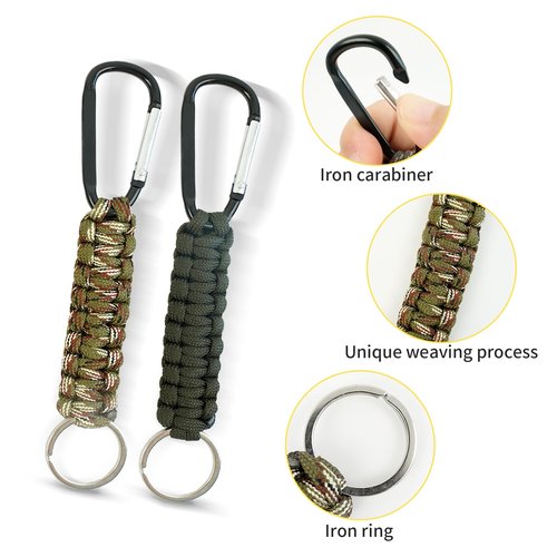 SXoonKing 6 Pcs Carabiner Keychain, Paracord Keychain Carabiner for Keys, Paracord Lanyard Strap Clips, Rope Key Chains Men, Heavy Duty Keychains for Outdoor