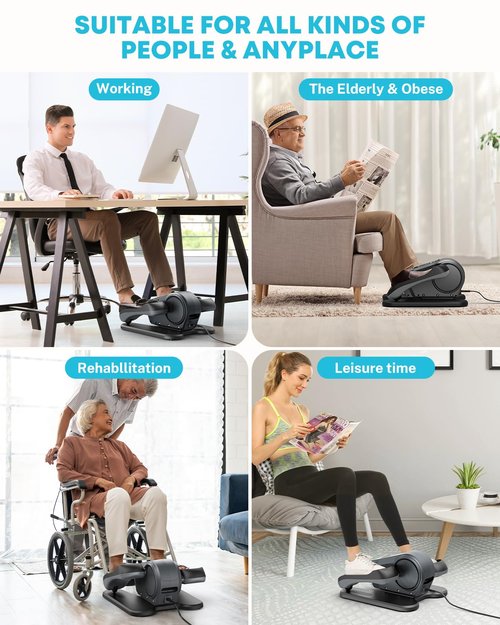 Gonex Under Desk Elliptical Exercise Machine for Seniors, Electric Ellipse Leg Exerciser with Remote, 16 Adjustable Speeds, Manual & 12 Auto Modes, Leg Exerciser While Sitting, Seated Pedal Exerciser