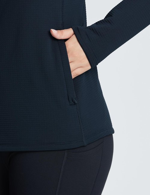 baleaf Women's Fleece Running Jackets Half Zip Pullover Thermal Shirts Athletic Cold Weather Gear Winter Zip Pockets Navy L