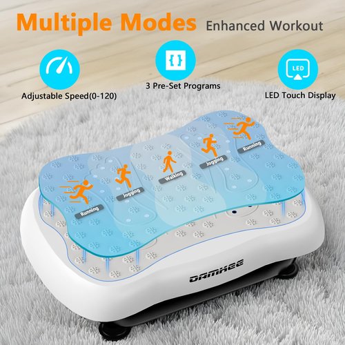 Vibration Plate Exercise Machine for Weight Loss, Power Vibrating Platform Full Body Workout, Home Gym Equipment with 120 Adjustable speeds, 330 Lbs, Shake Board for Lymphatic Drainage and Fitness