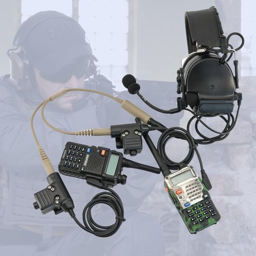 HEARFALCOM Tactical Headset Adapter Single Pass to Dual Pass Cable Compatible with COMTAC SORDIN Tactical Hunting Shooting Headset (DE)