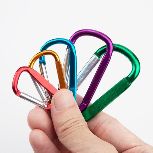 SWATOM Aluminum D-Shape Carabiner Clip 1.8/2.2/2.6/3 Inches Spring Snap Hook Keyring Carabiners for Camping Traveling Hiking Keychains Outdoor Accessories (10P/20P) (1.6 inch Random 10P)