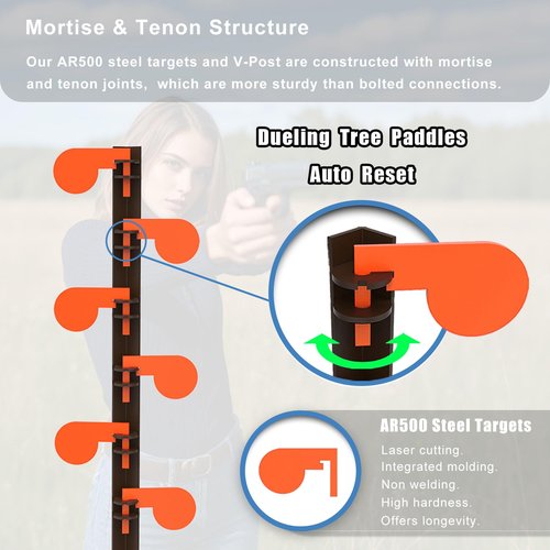 BLANCOHABIL AR500 6" x 3/8" Dueling Tree Targets,Shooting Tree,Dueling Tree AR500,AR500 Steel Targets for Shooting,Steel Target Stand,Texas Star Target