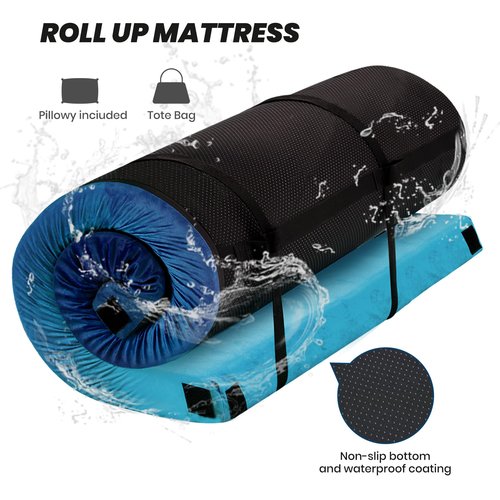 Memory Foam Camping Mattress Sleeping Pad, Portable Roll up Mattress with Travel Bag, 3 Inch Waterproof Camping Mat for Car Tent Floor, Comfortable Sleeping Mats for Guests and Adults Sleepover