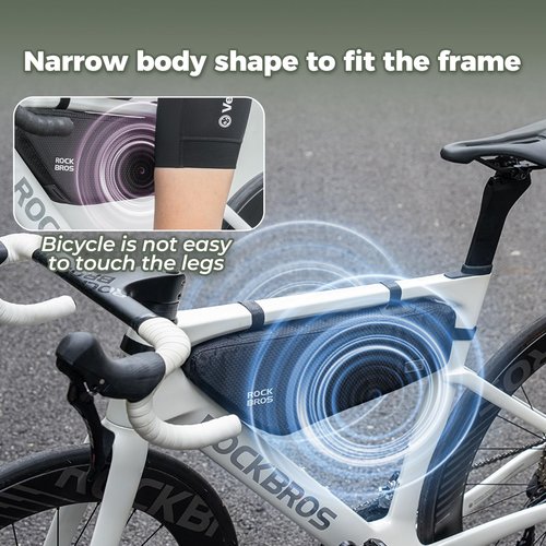 ROCKBROS Bike Frame Bag 2.9L Large Capacity Bike Storage Bag Waterproof Under Top Tube Bike Bag，Narrow Edge Bike Pouch for Mountain & Road Bike