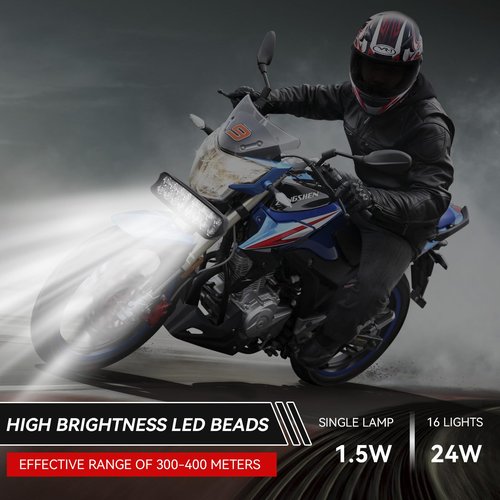 Frdhee Motorcycle LED Light, Universal High Brightness 12V-80V Electric Tricycle LED Light Headlights Conversion Light for Motorcycle, Electric Bike, Tricycle(16LED)