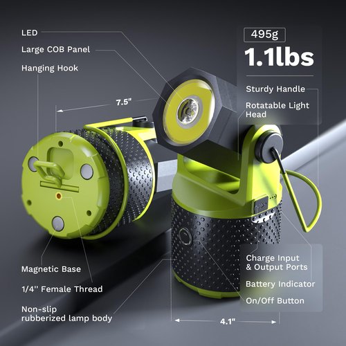 CLAKAP LED Camping Lantern, 3000Lumens Rechargeable 180°Rotatable Flashlight Lantern, Portable Camping Light with 4000mAh Phone Charger, IPX4 Waterproof Lanterns for Power Outages Hurricane