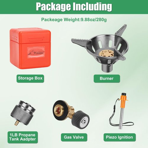 WADEO Camping Propane and Isobutane Stove, Single Burner Camp Stove with Piezo Ignitor, Portable Backpacking Stove for Outdoor Cooking, Hiking, Camping Trips, Beach and Car Camping(Fuel not included)
