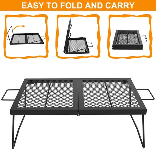 "Folding campfire Grill Cooking Racks Campfire Grate Over Fire Pit, Fireplace Cooking Grate Fire grill Grate for Camping, Grill Grate Over the Fire Cooking Equipment Camping Accessories for Outside"