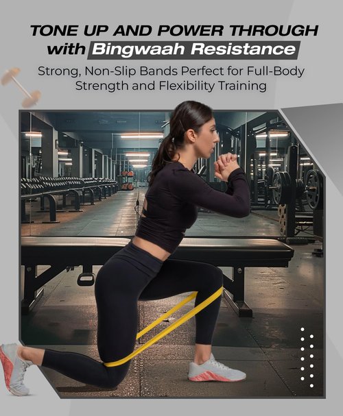 Bingwaah Mini Loop Resistance Bands for Exercise - Set of 5 Elastic Bands for Exercise, Strength Training & Rehab - 5 Resistance Levels. Portable & Durable Resistance Bands for Home, Gym & Outdoors