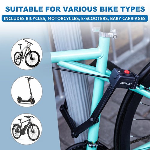 INTEKIN Compact Folding Bike Lock, Heavy Duty Bicycle Lock with 3 Keys and Mount, Lightweight Foldable Chain Locks for E-Bike, Motorcycles, Scooters - 75cm (30 in)