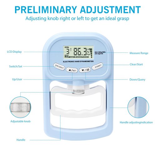 Hand Grip Strength Tester,Electronic Hand Grip Dynamometer,Digital Hand Grip Strength Trainer for Physical Training 396 Lbs for Sport Home School