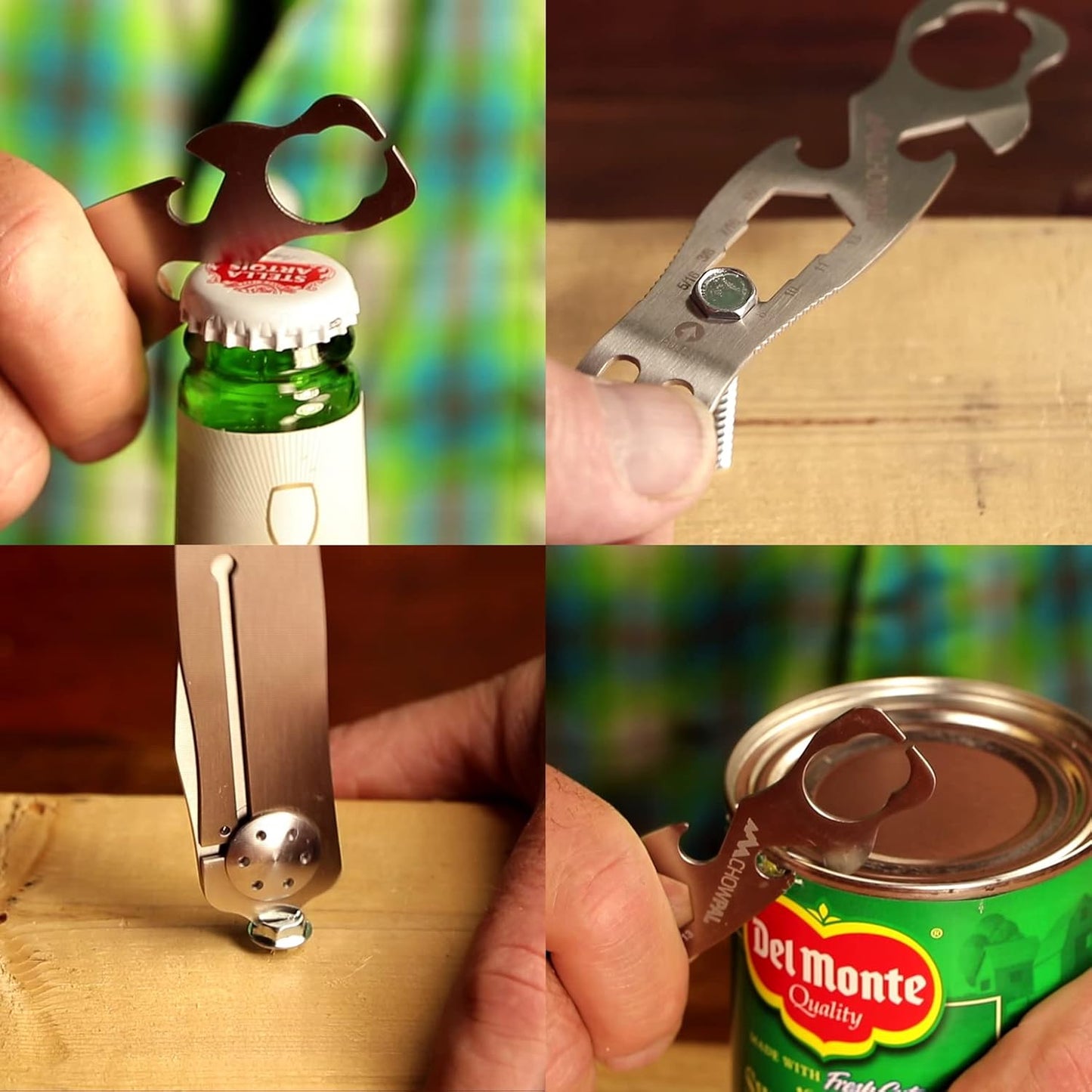 OUTDOOR EDGE Chowlite - Mealtime Multitool with Folding/Locking Fork, Spoon, Bottle Opener, Can Opener and Screwdriver - 100% Stainless Steel - Perfect for Camping, Hiking, Backpacking and Hunting