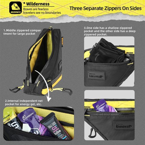 Rhinowalk Bicycle Frame Bag Bike Top Tube Triangle Bag Lightweight 0.9L Touring Pack Cycling Nylon Pouch for Mountain Road Bike(Black)