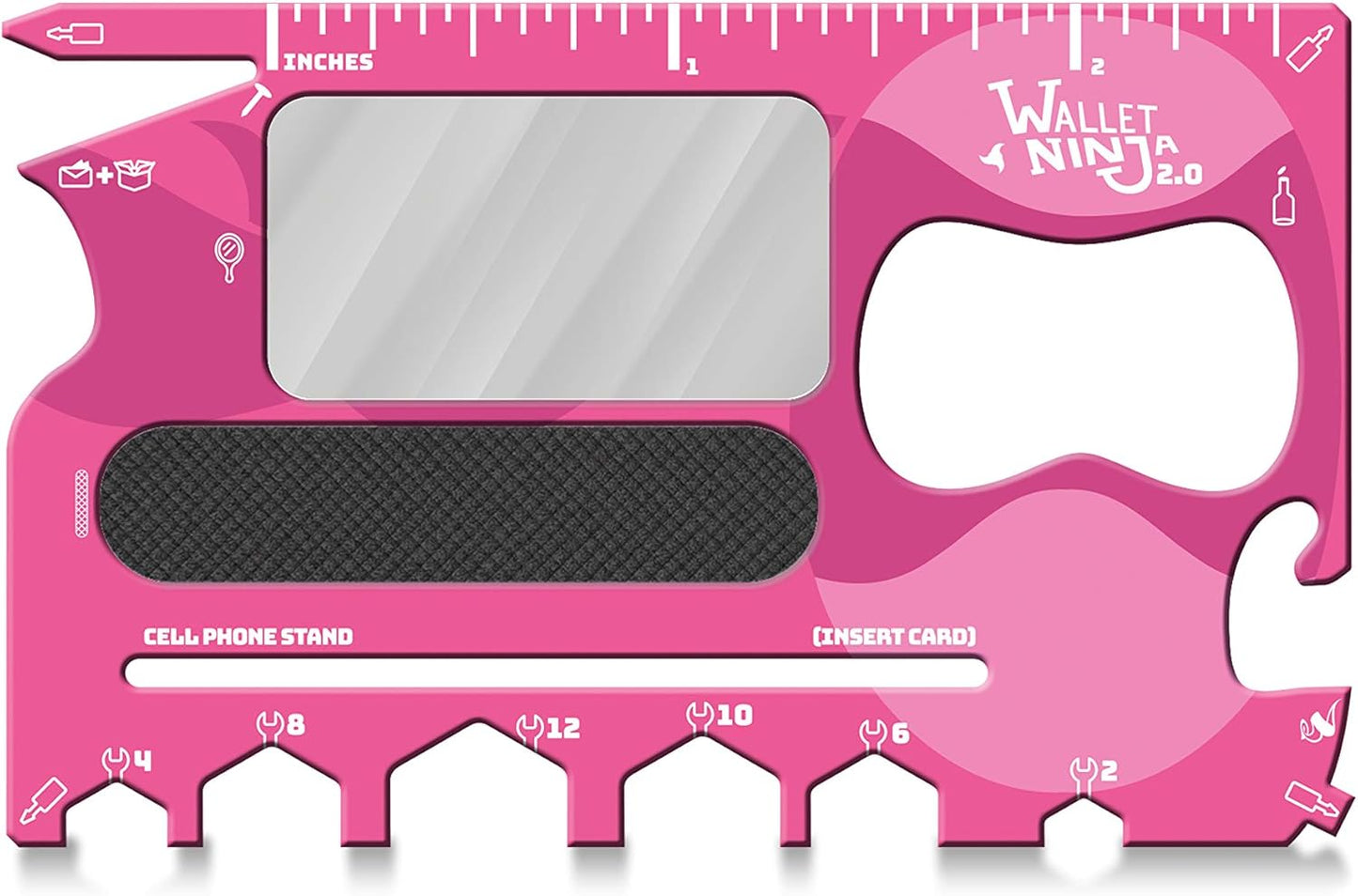 Wallet Ninja 2.0 (Advanced 20-in-1 Multitool, Now With Mirror + Nail File) Available in Black