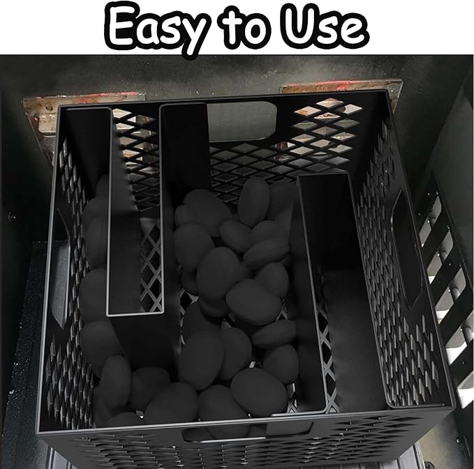 Charcoal Firebox Basket & Minion Method for Oklahoma Highland Bandera Longhorn, Charcoal Box and Latches All-in-one No Assembly Needed Porcelain Enamel(1 Basket and 2 Maze Bar Plate)