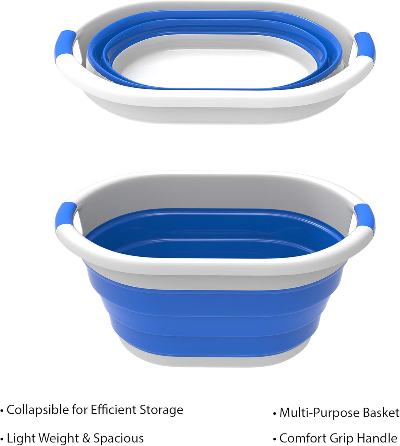 Trademark Home Collection Wakeman 75-CMP1062 Outdoors Collapsible Wash Basin, Dish Tub, Ice Bucket, Portable Basket & Comfort Handles for Camping, Tailgating, More (Gray), 24.25” x 12.5” x 11”
