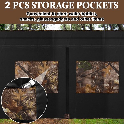 Niuyhe 142"x35.5" Hunting Blinds, Deer Hunting Tree Stand Blind Cover, Universal Camo Tripod Deer Stand Accessories for Turkey, Elk, and Moose Hunting, Large Size with Silent Zips and 2 Pocket