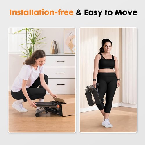 GORISE Steppers for Exercise at Home,Adjustable Height Stair Stepper with Resistance Bands, Portable Stair Steppers Workout Machine, Mini Stepper Exercise Equipment with LCD Monitor (Carbon Grey
