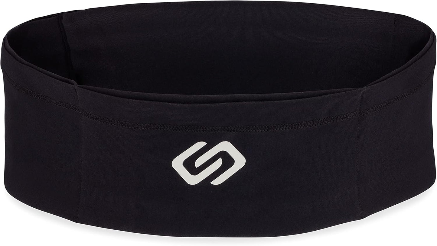 Sporteer VersaSlim Running Belt, Travel Money and Passport Belt, Workout Waist Pack for Smartphones and Personal Items (Black, Medium)