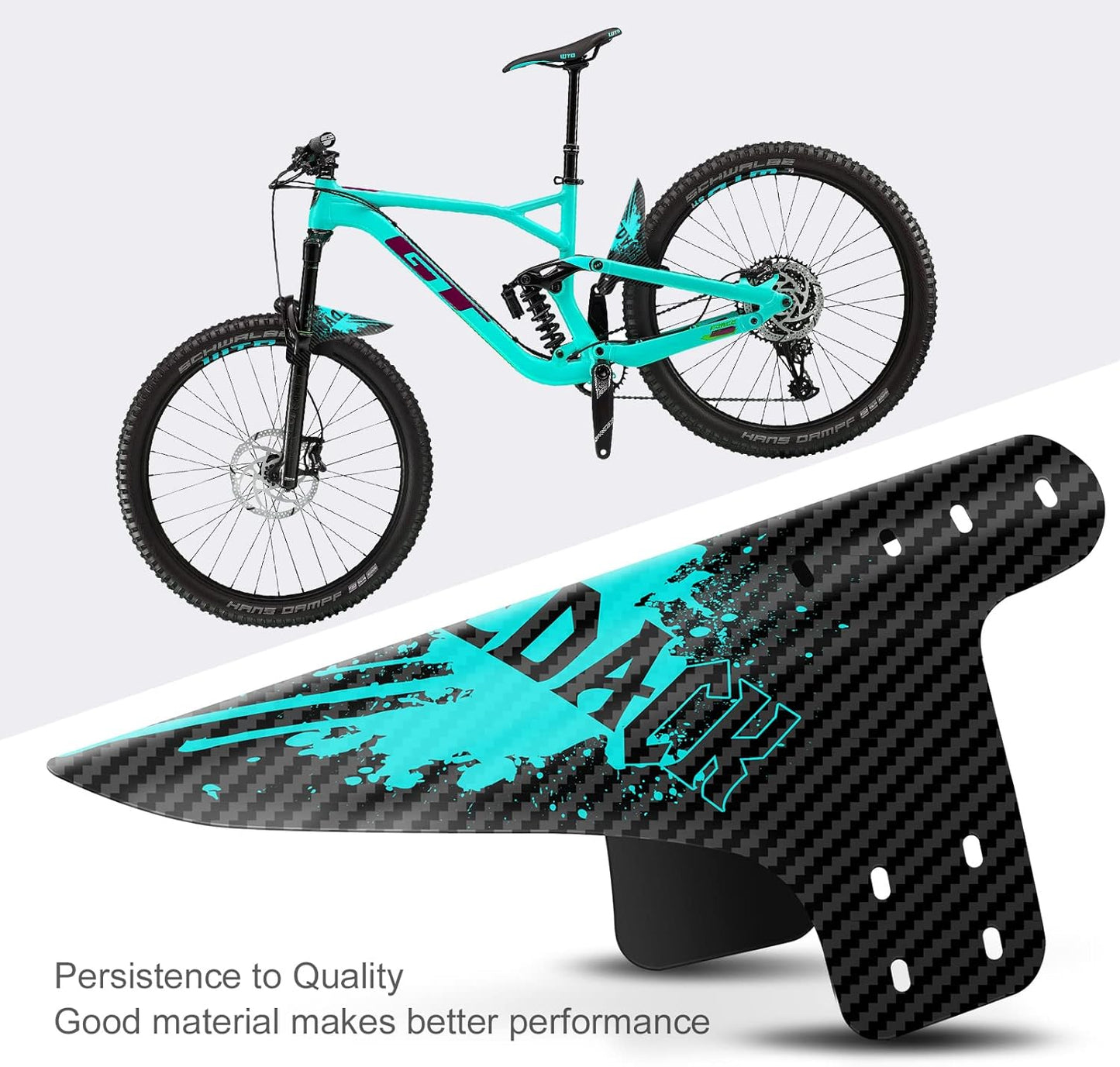 NICEDACK Bike Fender, Adjustable MTB Mud Guard, Front and Rear Compatible Mudguards, Fits 650B 20" 26" 27.5" 29 inch Fat Tire Bikes and All Disc Brake Bicycles