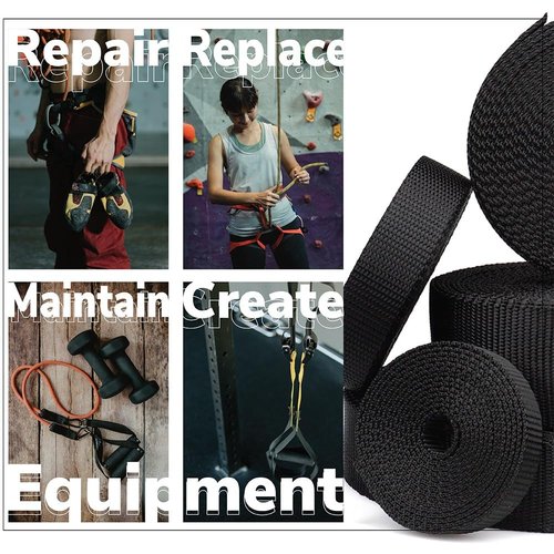 Rope and Cord Polypropylene Webbing – 1 Inch Weather Resistant Multipurpose Webbing – Black, 1 Yard
