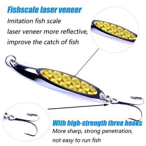 LURESMEOW Fishing Lures - Trout & Bass Walleye Lures, Saltwater Fishing Spoons 5pcs with Box