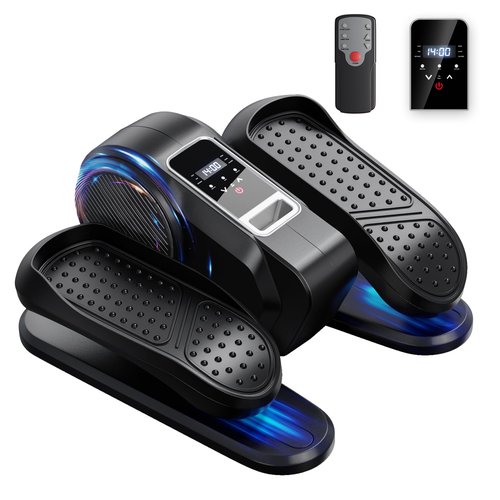 Under Desk Elliptical Machine for Home Workout, 12 Levels Speeds Ellipse Leg Exerciser While Sitting Quiet & Portable Seated Pedal Exerciser with Remote Control & Non-Slip Pad (Black)