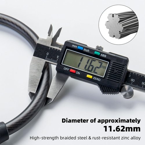 ROCKBROS Cable Lock Combination Bike Lock 4 Digit Mini Lock 11.4” Long Resettable Cable Lock Anti-Theft Accessories Black