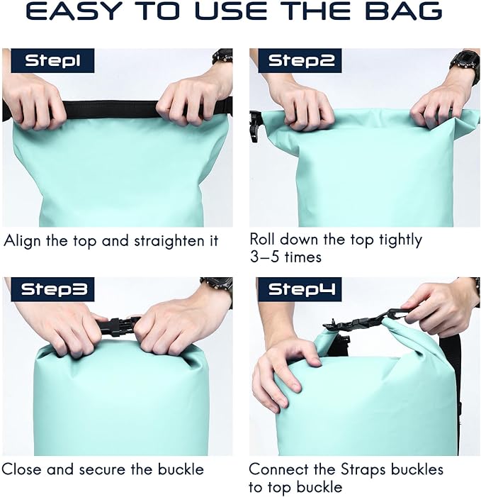 Haimont Waterproof Dry Bag Floating Dry Sack Roll Top Drybag Backpack for Kayaking, Rafting, Boating, Fishing with IPX8 Waterproof Phone Case, Aqua Green, 30L