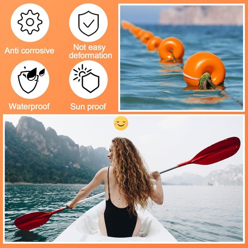Vertintong 12 Pcs Deep Water Fishing Float 4.72 x 2.75'' Heavy Duty Pool Buoy Float Fishing Marker 0.78 Hole for Kayak Tow Line Anchor Marker Buoy Drift Sock Replace Pool Crabbing Dock (Orange)