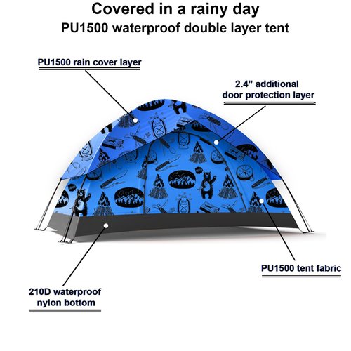 KidzAdventure 2 in 1 Indoor/Outdoor Tent for Kids, Double Layer PU1500 Waterproof, Lightweight N Easy Pop up Toddler/Kids Tent, Ideal for Backyard, Outside Camping, or Play Fort