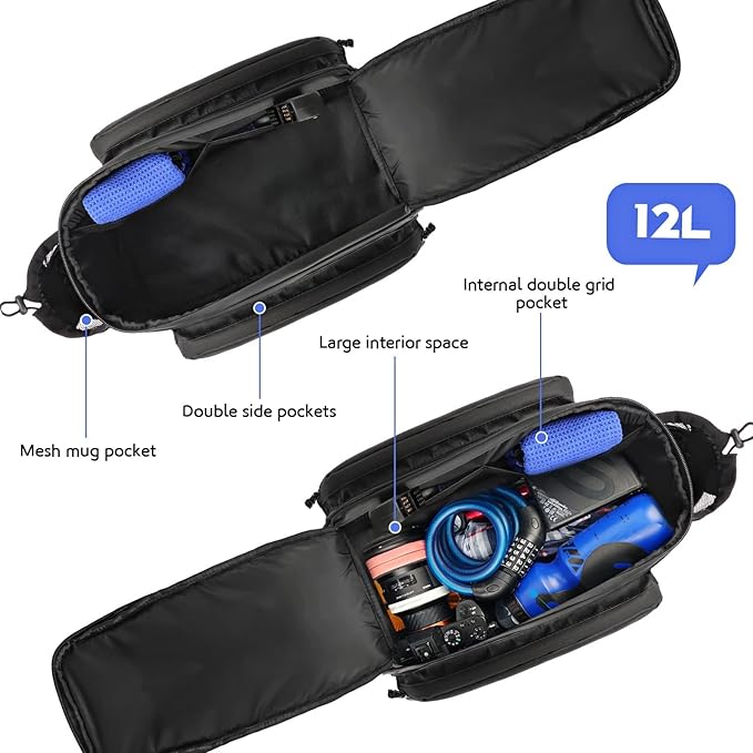 QYCHHJ Bike Rack Bag 12L Bike Trunk Reflective Rear Bag Waterproof Bicycle Saddle Panniers with Shoulder Strap Bicycle Rear Carrier Bag Commuter Bike Luggage Bag Pannier Accessories Storage Bags