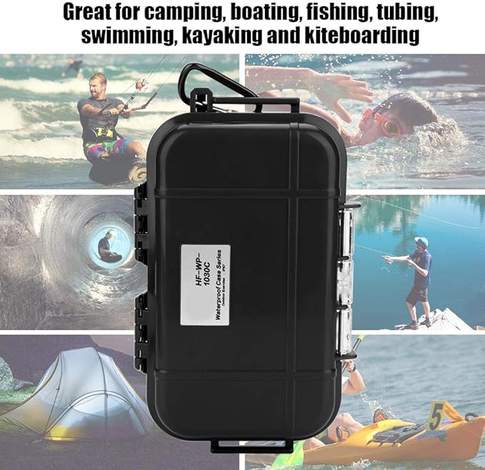 Vbestlife Plastic Waterproof Shockproof Storage Box, Floating Hard Shell Wet Dry Box Container, Marine Fishfinder Case, 4 Colors (Black)