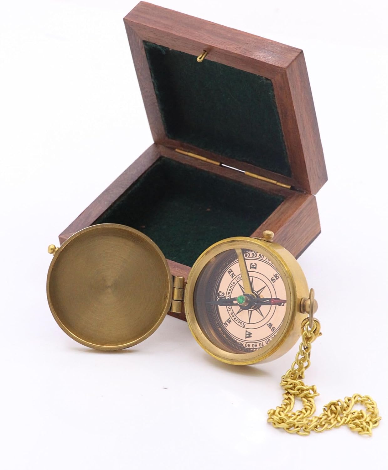 RII Antique Nautical Vintage Directional Magnetic Compass with Famous Scripture Quote Engraved Baptism Gifts with Leather Case or Wooden Case for Dad from Son, Daughter